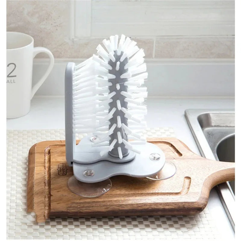 Cup Scrubber Glass Cleaner Sink 2-in-1 Suction Cup Cleaning Brush Gadget Kitchen Accessories Cleaning