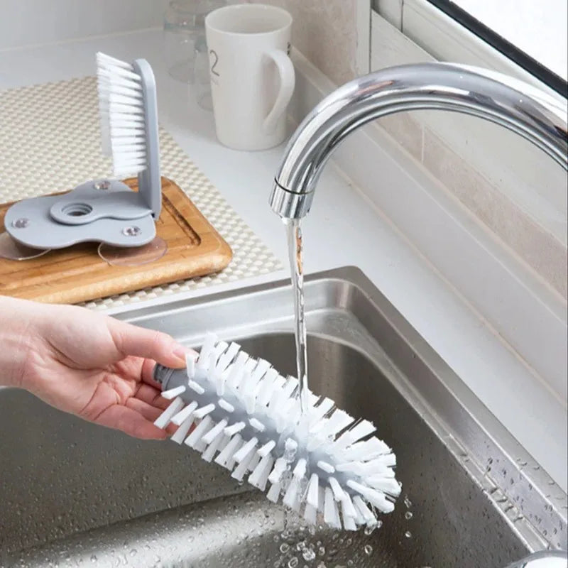 Cup Scrubber Glass Cleaner Sink 2-in-1 Suction Cup Cleaning Brush Gadget Kitchen Accessories Cleaning