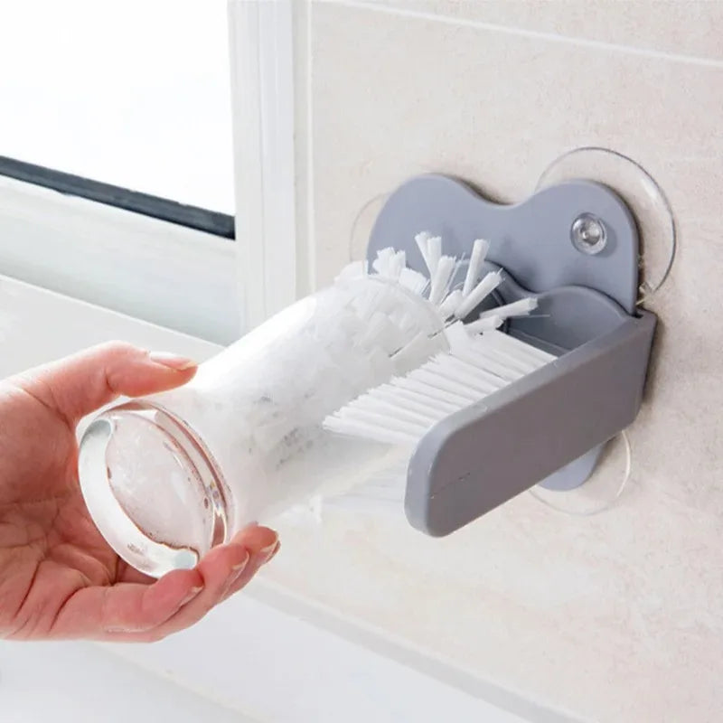 Cup Scrubber Glass Cleaner Sink 2-in-1 Suction Cup Cleaning Brush Gadget Kitchen Accessories Cleaning
