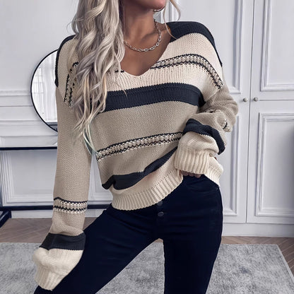 Loose-Fit Pullover Knitted Sweater For Women
